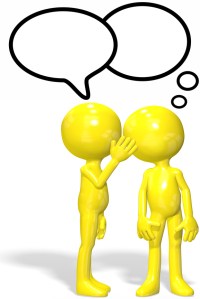 Cartoon character whispers gossip secrets